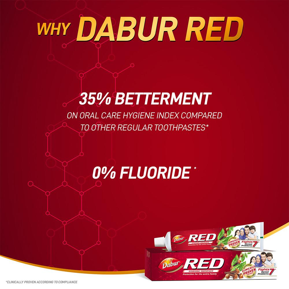 Dabur RED toothpaste (200g) - Ayurvedic oral care - Clinically Proven Formula - Fights 7 Dental Problems