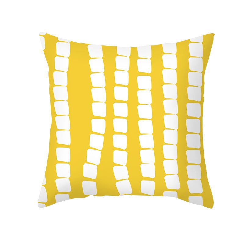 Nordic Simple Peach Leather Velvet Pillowcase Yellow and Gray Geometric Pattern Office Sofa Pillowcase