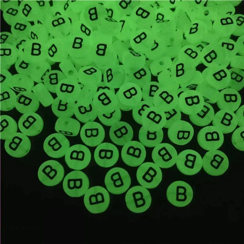 

100-500 ШТ Акрилові світяться AZ 26 Літерні намистини Розсипні розпірні Алфавітні намистини для виготовлення ювелірних виробів Браслет-намисто своїми руками 100PCS