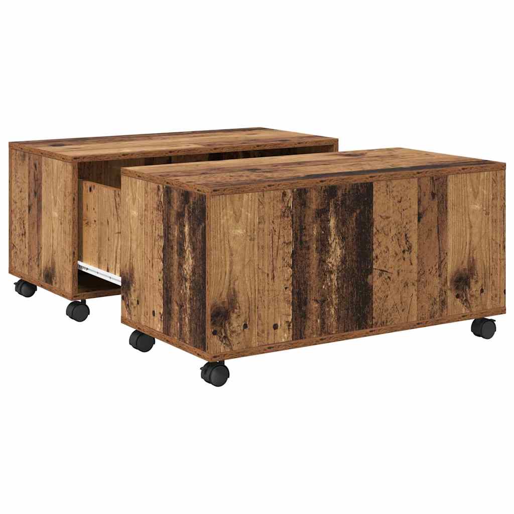 Coffee Table with Drawers Rustic Wood Look 75 x 75 x 38 cm Engineered Wood