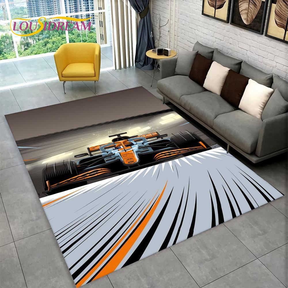 Großer 3D-Teppich mit Rennwagen, Teppich für Zuhause, Wohnzimmer, Schlafzimmer, Sofa, Fußmatte, Dekor, Kinderspiel, Küche, rutschfeste Bodenunterlage