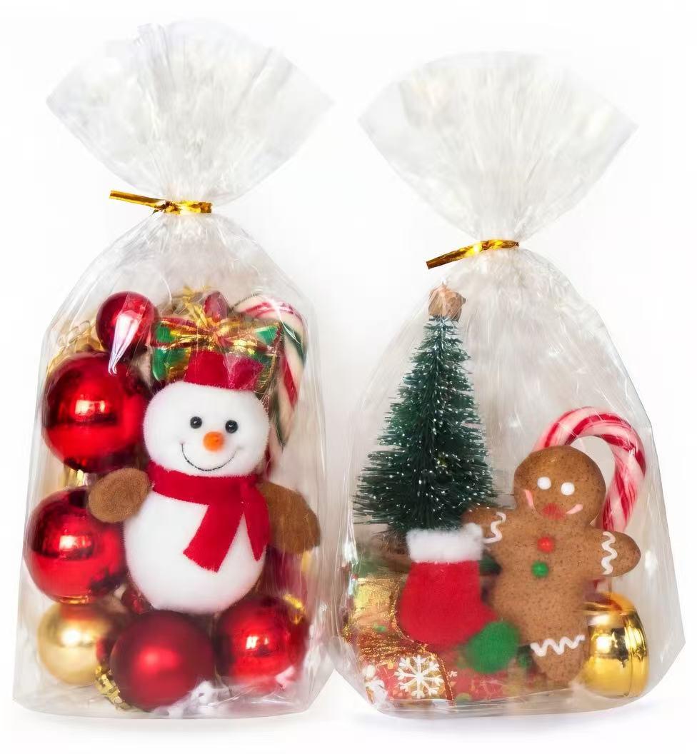 

Christmas Flat-Bottom OPP Packaging Bag, Transparent 3D Design for Toast, Gifts, Candy 15*23+6 (Pack of 100)