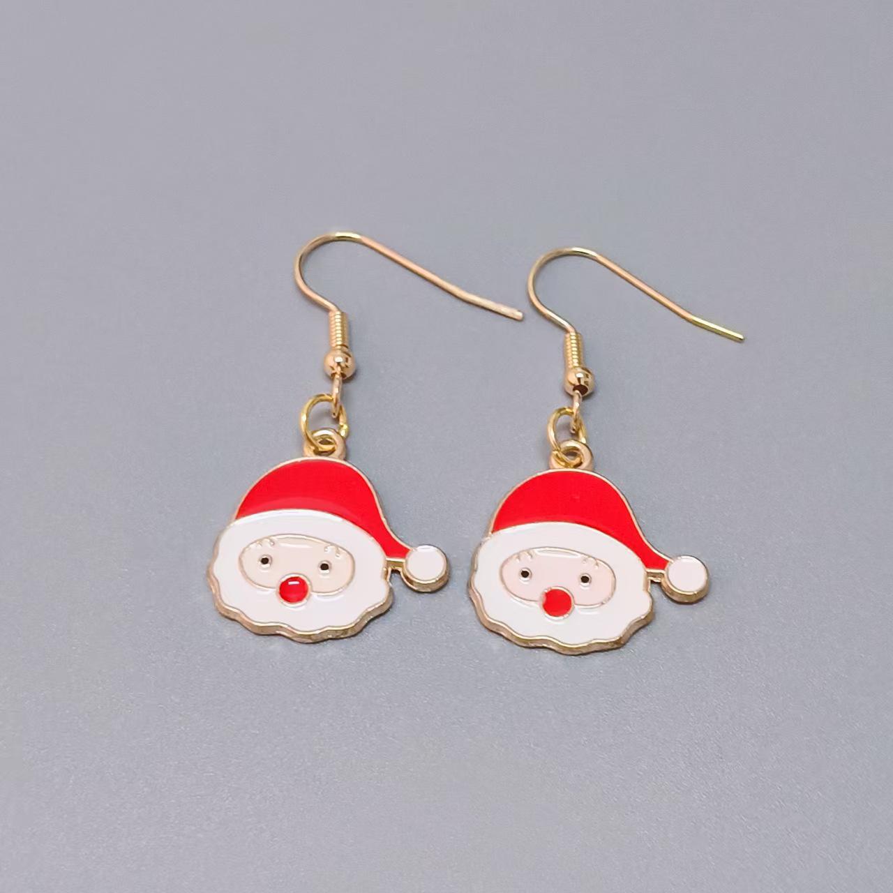 Рождественские серьги в европейском и американском стиле: Простые носки, Серьги-подвески со снежинкой из сплава с эмалью