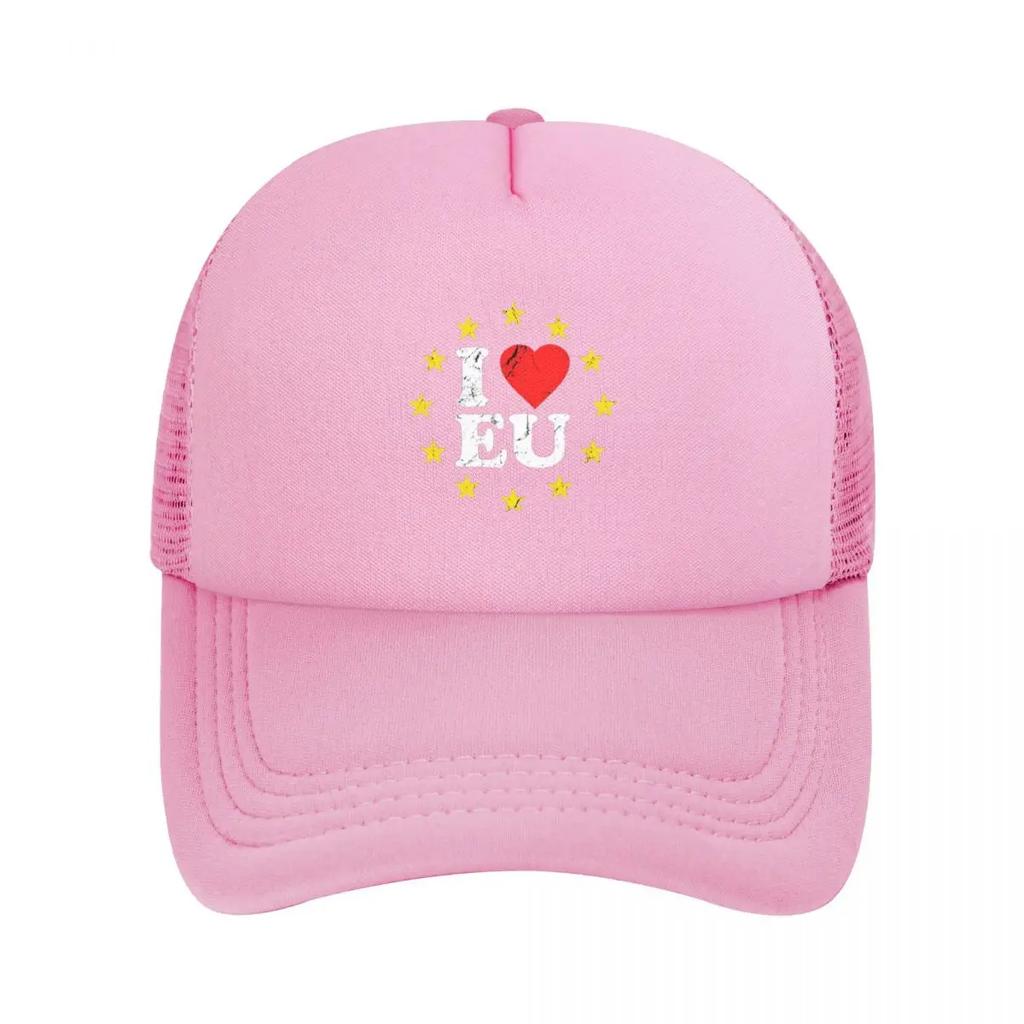 I Love Eurovision  Rainbow Pattern Mesh Baseball Caps Snapback Fashion Baseball Hats Breathable Casual Casquette Outdoor Unisex