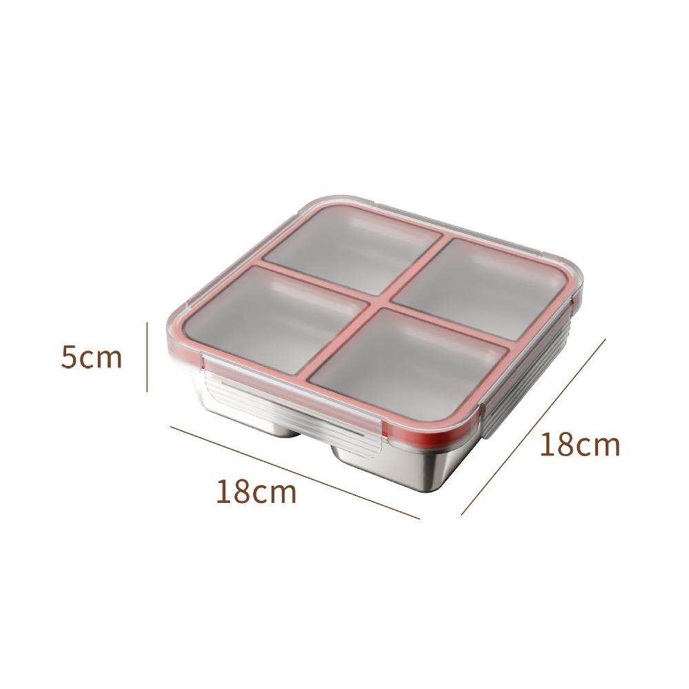 4 Grid Square Sealed Snack Box 304 Stainless Steel Thermal Lunch Box  School Office