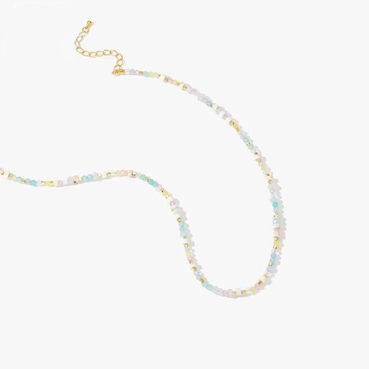 Douyin new dopamine color beaded necklace women's light luxury niche design sense personality temperament clavicle chain neck chain