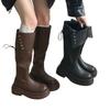 Black but knee boots women's 2025 new autumn thick-soled heightened two wear versatile tall stacked knight boots