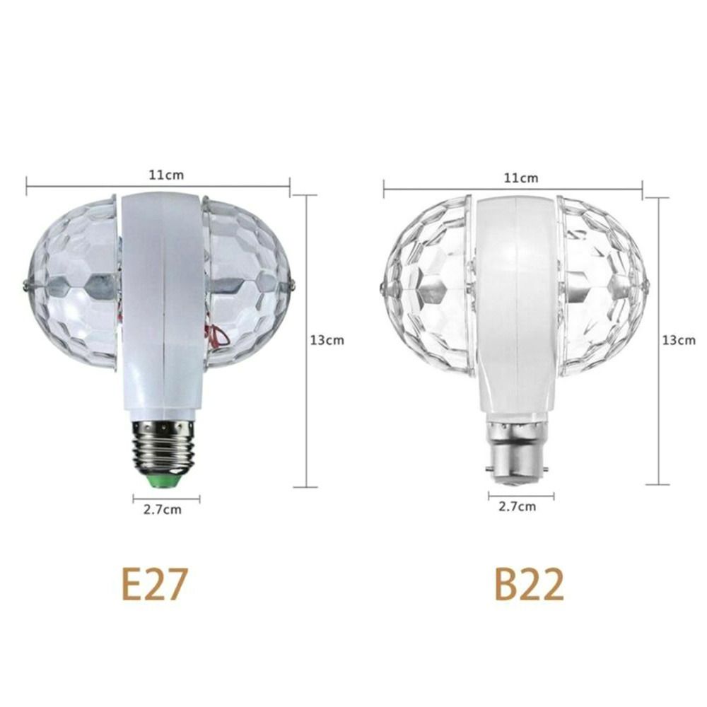 Magic 6W LED Double-headed B22 E27 Crystal Ball Disco Lamp Rotating Bulb Stage Light Bulb