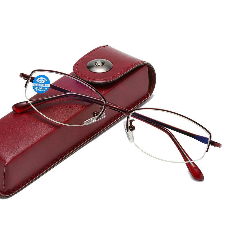 Chic Women's Metal Half-Frame Reading Glasses, HD Eye Protection, Blue Light Blocking, Unisex, Youthful Style