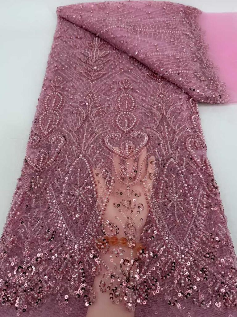 African French Tulle Groom Lace Fabric 5 Yards 2026 High Quality Sequin Nigeria Lace Fabric African Mesh Lace Fabric For Wedding