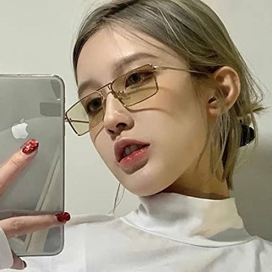 Lady Lamb Vintage Square Metal Frame Stylish Steampunk [meSmart] (Fujisan Megane) Sunglasses, (Light Green)