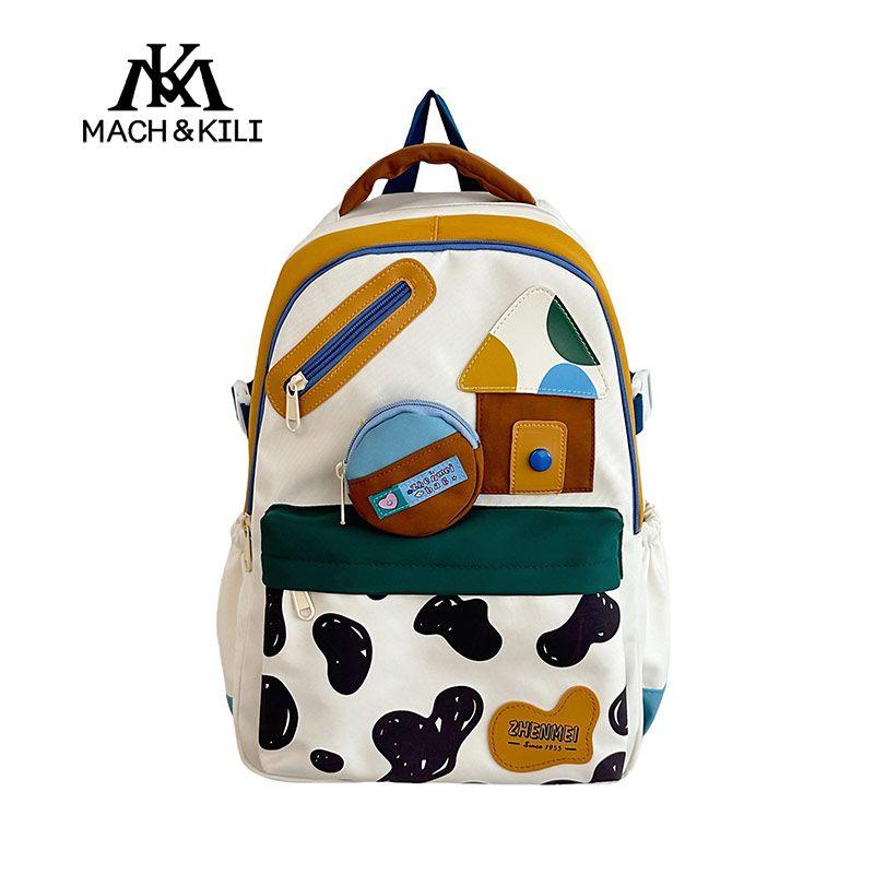 

Mach & Kili Mk Съемный рюкзак для снижения нагрузки Красивый Контрастный цвет Маленький Свежий Легкий Студенческий рюкзак White