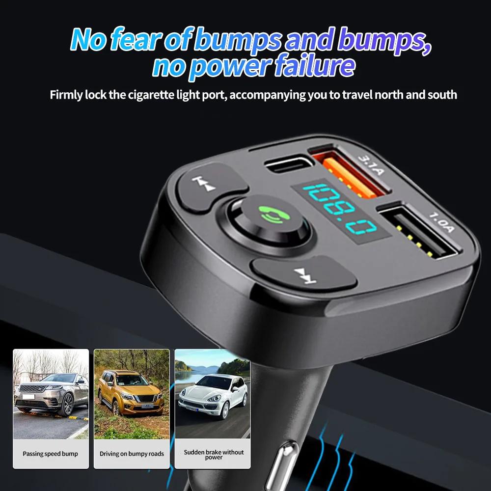 Car Bluetooth Mp3 Player Dual USB Port Phone Charger FM Transmitter Wireless Audio Receiver Hands-Free Kit with U-Disk Aux Input