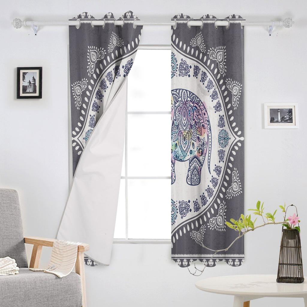 Africa Indian Elephant Bohemia Blackout Curtains for Children Kids Home Decor Bedroom Living Room High Shading Window Curtains