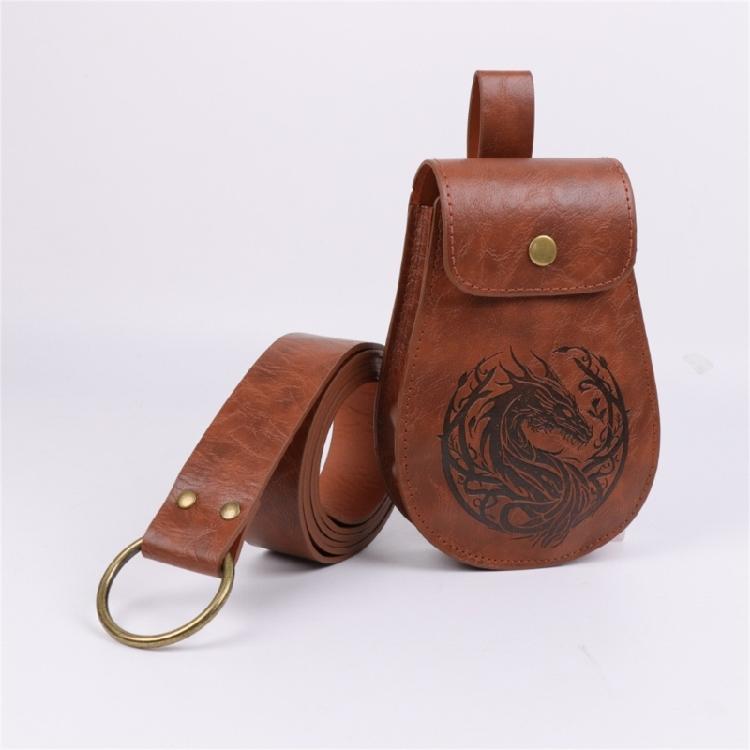 Retro Medieval Faux Leather Belt Pouch Purse Middle Ages Portable Coin Purse Belt Pouch LARP Renaissances Costumes