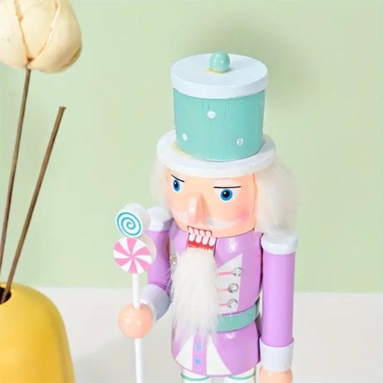 25CM Christmas Wooden Nutcracker Figurine Cartoon Soldier Figure Statue Sculpture Festival Holiday Party Ornament Decoration