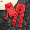 Women's Velvet Sportswear Set: Hot Drill Letter Hoodie & Straight-Leg Pants, Slim Fit Two-Piece.