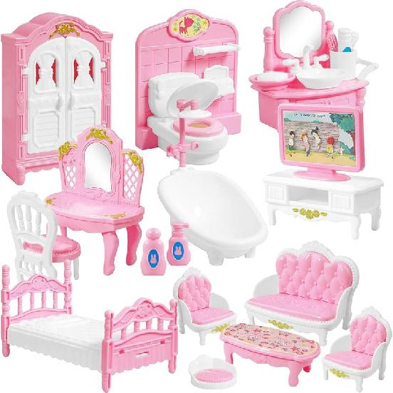 20 Pieces Doll House Furniture and Accessories Set Dollhouse Furniture Set Mini Dollhouse Furniture 1 12 Scale Bedroom Living Room Bathroom Furniture