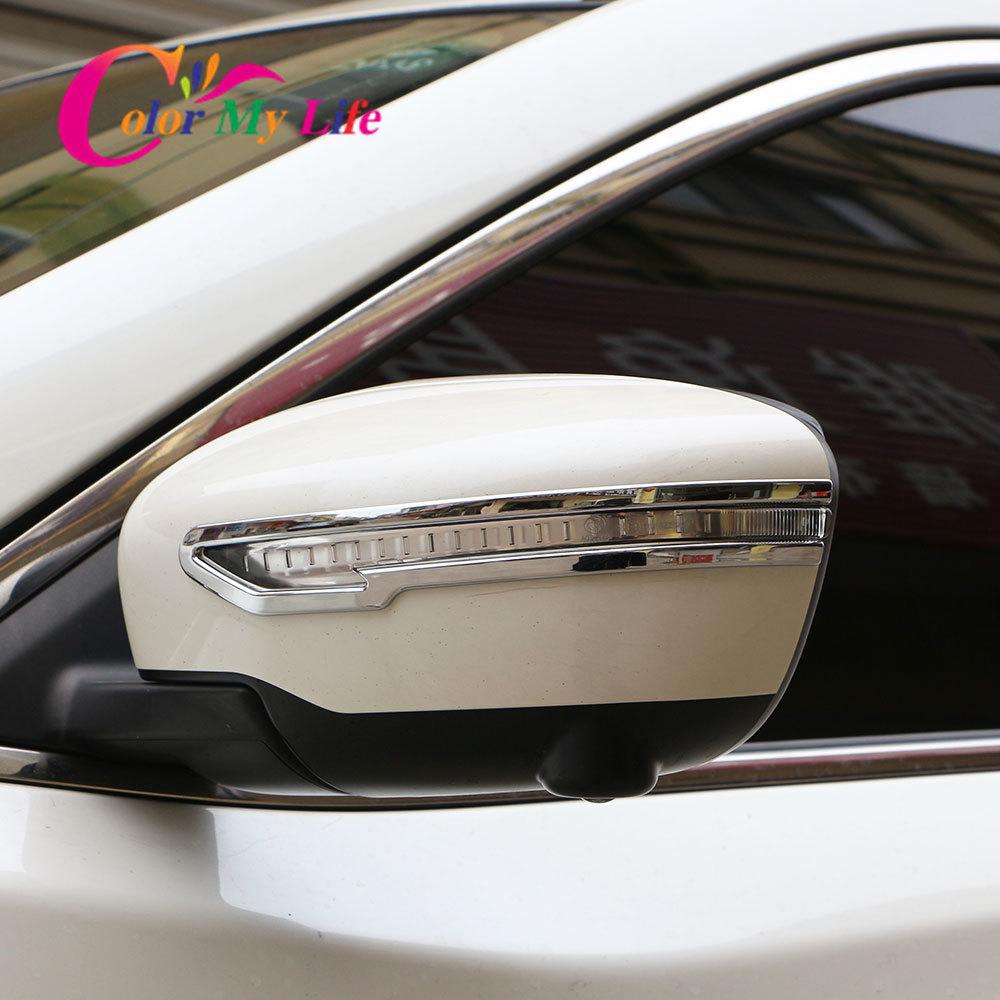 Color My Life Chrome Rearview Mirror Cover Strips Rear View Mirror Protector Trim for Nissan X-trail Xtrail T32 2014-