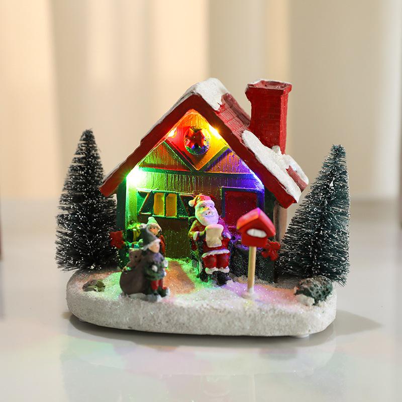 Christmas Glowing Resin House Ornament - Home Scene Decoration and Small Gift