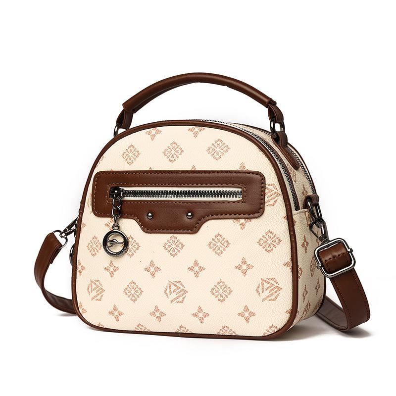 

Retro Floral Print Women s Handbag Multi-layer Small Crossbody Shoulder Bag 2025 брудно-білий