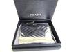 PRADA Silver and Black Leather Bifold Wallet Compact Wallet #a592