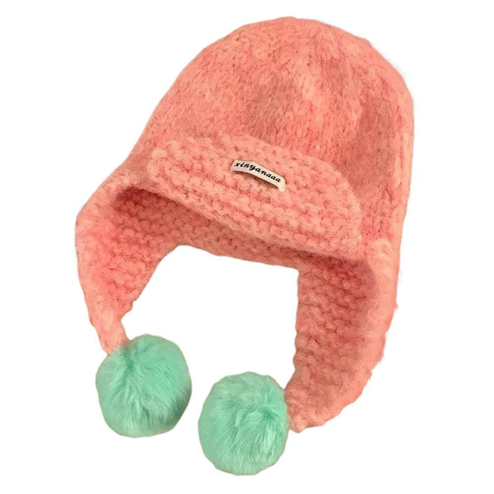 Warm Knitted Cap Polyester Earmuffs Hat High Quality Pullover Hat  Running Hiking