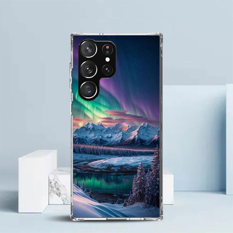 Landscape Winter Light Snow Phone Case For Samsung Galaxy S24 S25 Edge S26 Ultra S22 S23 Plus S21 + S20 FE Soft TPU Back Cover G