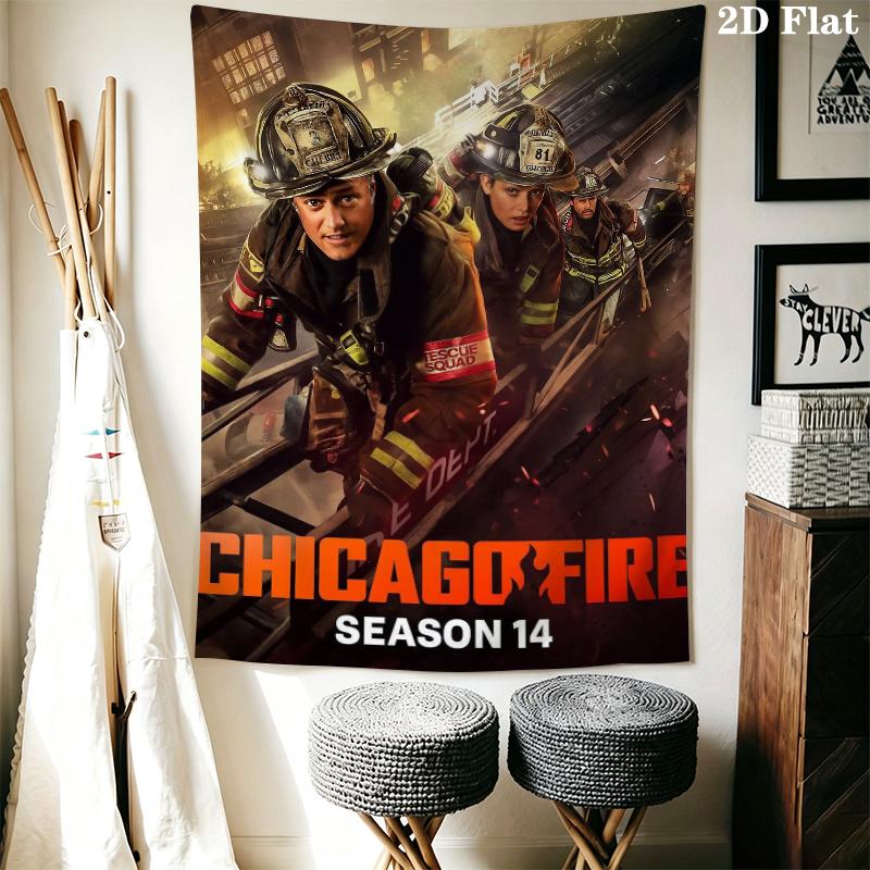 Chicago Fire Wall Tapestry Aesthetic Wall Hanging Printed Fabric Blanket Decorative Tapestries for Bedroom Living Room Home Decor