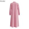 ZANZEA Vestido informal de manga larga con cuello vuelto para mujer
