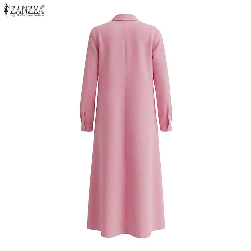 ZANZEA Vestido informal de manga larga con cuello vuelto para mujer