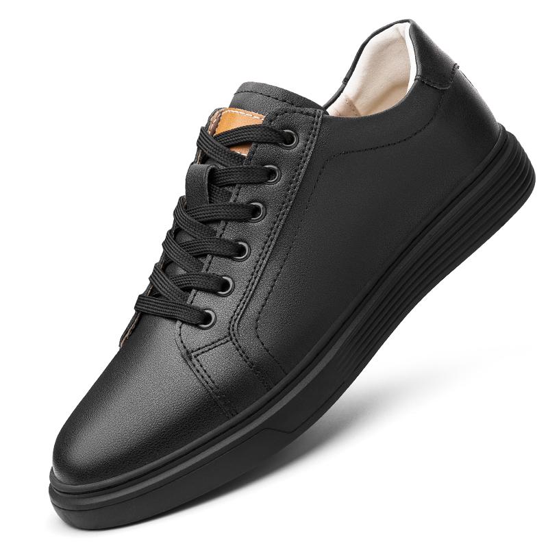 

Fashion Mens Genuine Leather Lace-up Casual Shoes Business Office Soft Sole Breathable Comfort Walking Shoes for Men Outdoor Daily Wear 47 чёрный