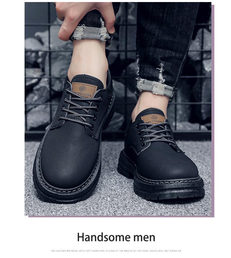 Men's Autumn Martin Ankle Boots - Trendy & Versatile Yellow Thick Sole Work Shoes