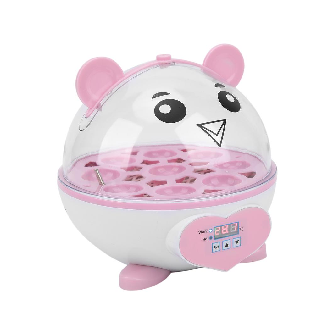 SemiAutomatic Incubator Household Small 9 Eggs Incubator for Chicken Duck Bird Pigeon Quail (Pink )