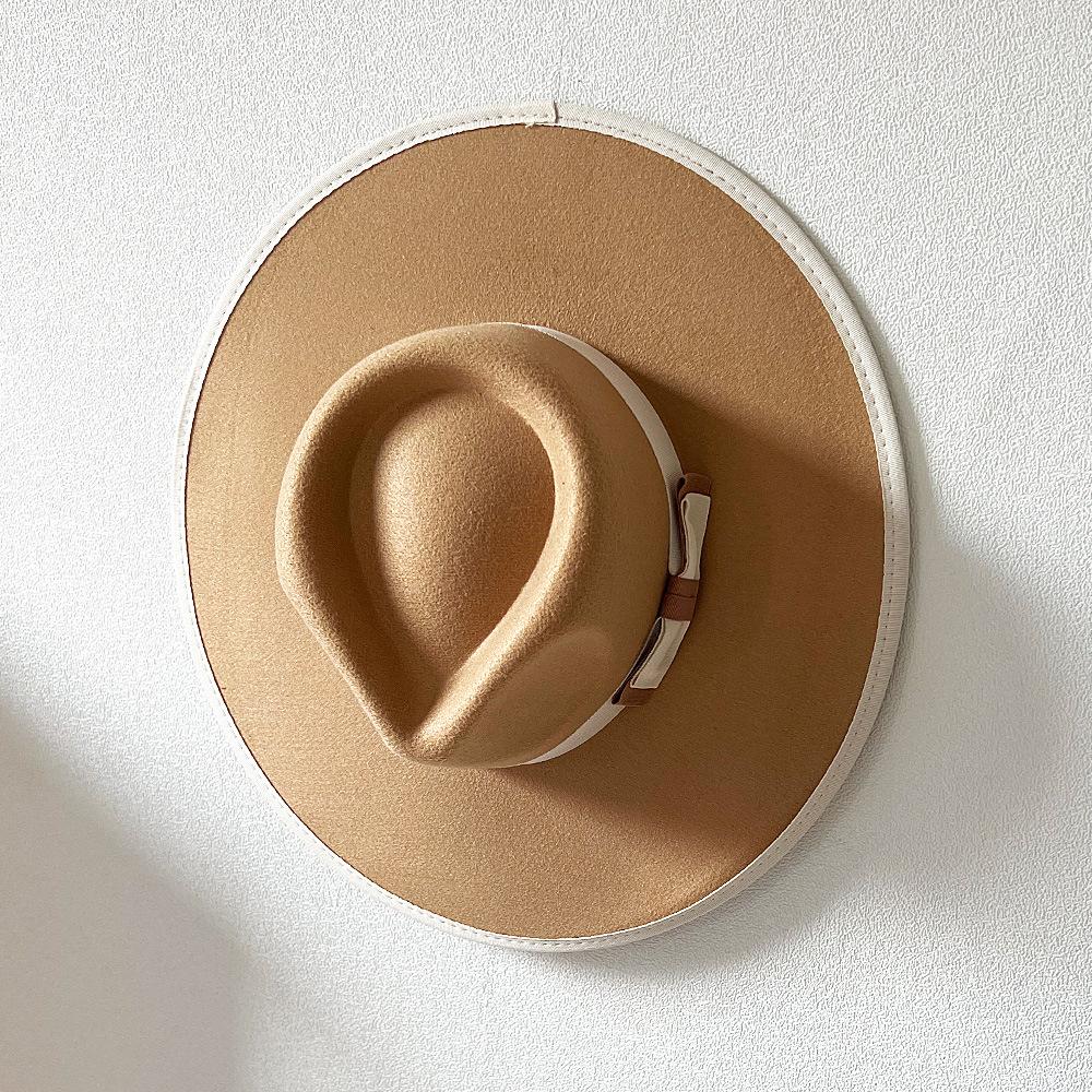 Elegant Fascinator Bow Tie Fedora Hat for Women 9.5cm Wide Brim Men Wool Church Jazz Hats Wedding Party Dress Cap