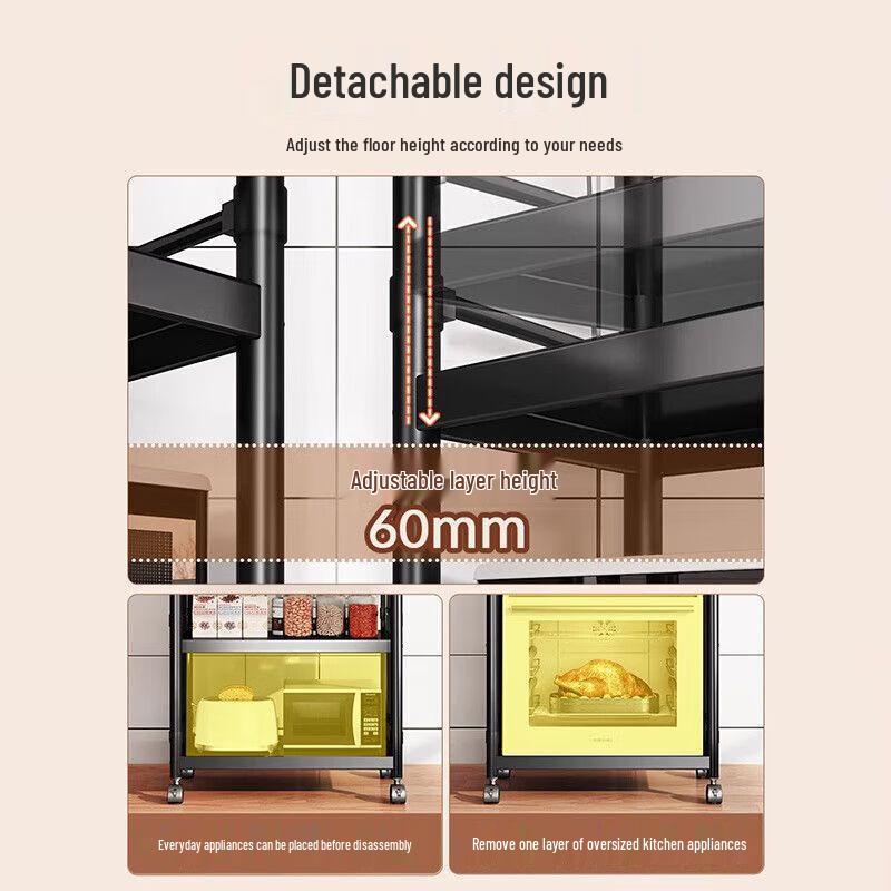 Verstellbares mehrschichtiges Küchenregal aus Kohlenstoffstahl