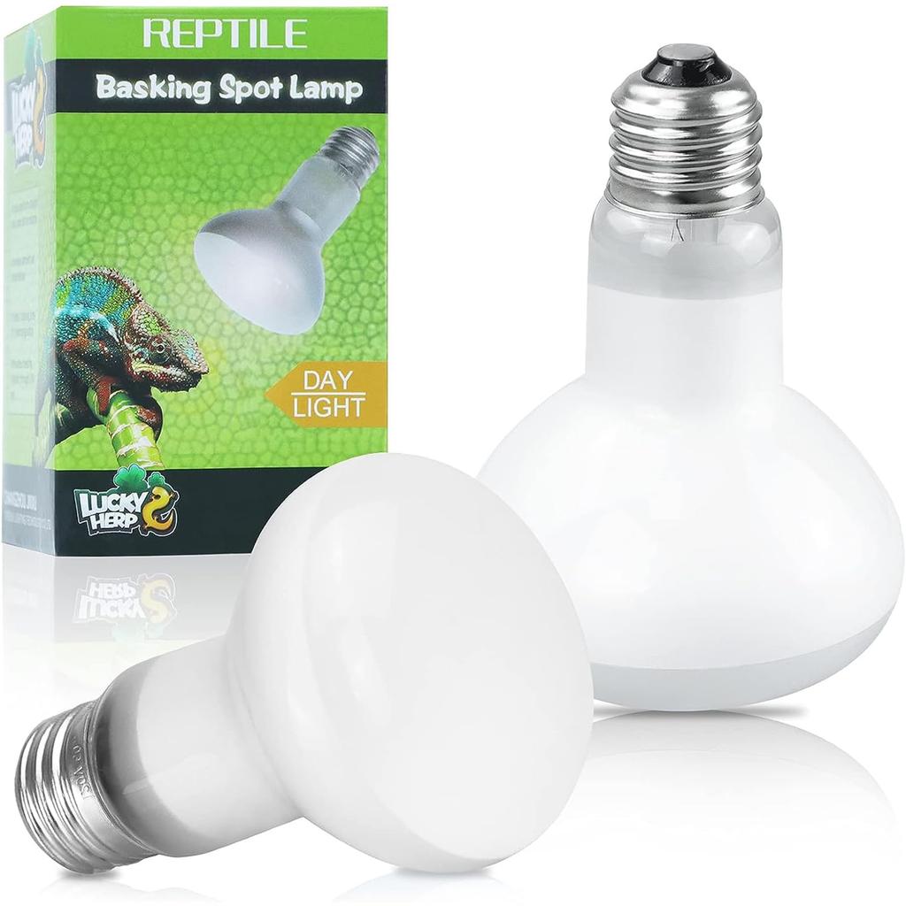 LUCKY HERP Reptile Basking Spot Reptile Heat Daytime Concentrated UVA Natural Broad for Heating Bearded Light, Sunglow, 100W, 2-Piece Lamp, Lamp,