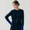 Women's Color Block Cashmere Cardigan - Soft Knit Round Neck Slim Fit Wool Sweater for Autumn/Winter