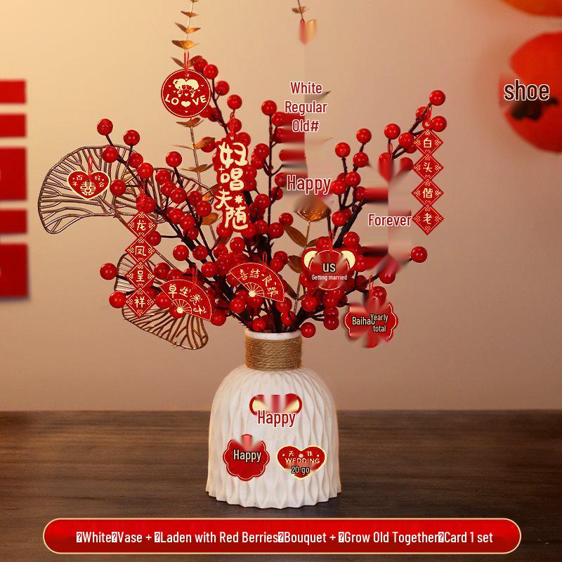 Bridal Wedding Gift Potted Plant Ornament for Living Room or Engagement Banquet Decor