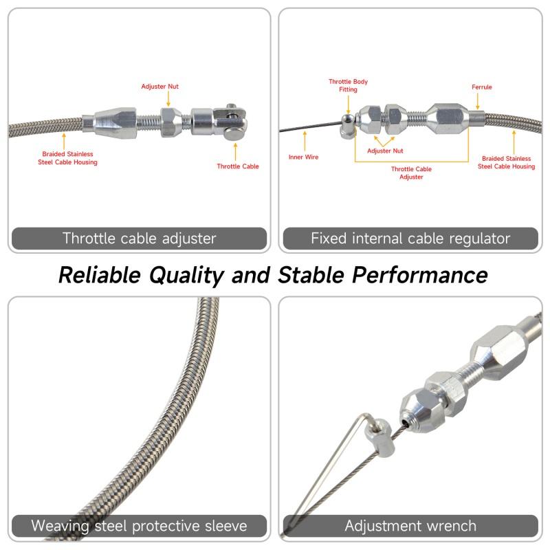36'' Throttle Cable For Chevy Chevrolet LS1 Swap Conversion Stainless 4.8L 5.3L 6.0L 5.7L Engine 1999-2007 Silver