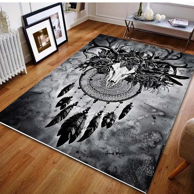 Personalisierter Hirschkopf Traumfänger Muster für Teppich Wohnzimmer Schlafzimmer Nachttisch Fußmatte Heimdeko Große Größe Bereichsteppich