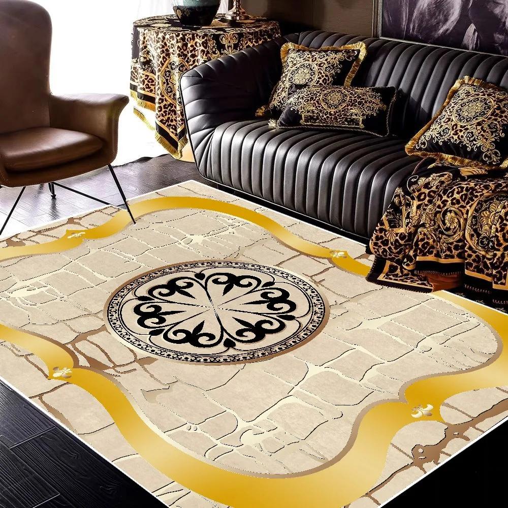 Teppiche mit goldener Marmorstruktur für Heim-, Wohnzimmerdekoration, Schlafzimmer, Ankleidezimmerteppich, rutschfest, großflächiger Teppich, Sofabodenmatte