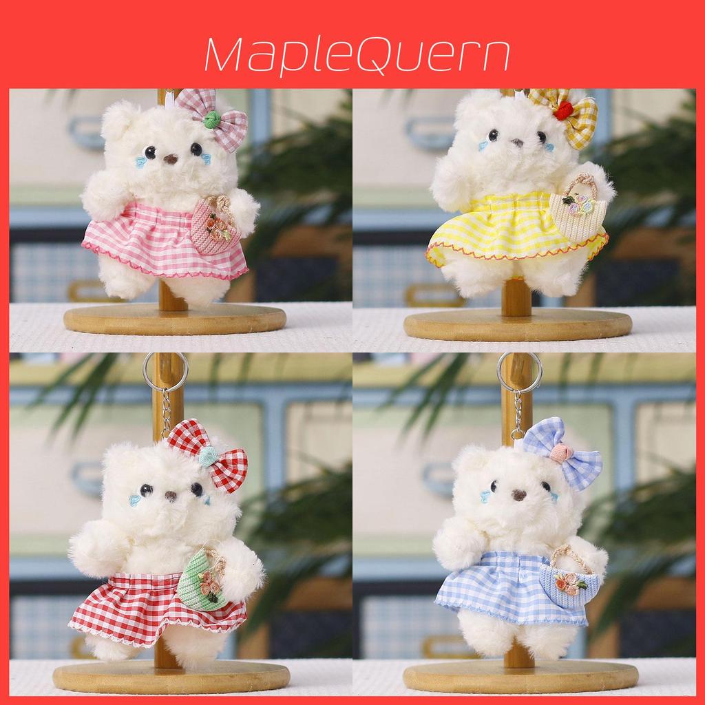 Plush Bear Keychain With Cute Tartan Dress For Gift Gift For All Ages