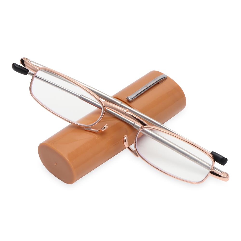 Mini Portable Reading Glasses with Tube Case Men Women Spring Hinge Anti Eyestrain Computer Presbyopia Eyeglasses 1.0~4.0x