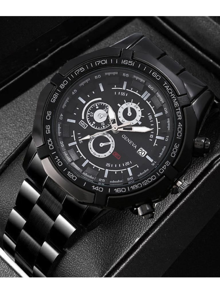 Men's Business Bar Scale Dial Steel Band Watch Quartz Watch