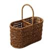 Portable Tableware Basket with Top Handle, Artificial Wicker PE Flatware Holder for Dining Table Service, Counter Storage, and Outdoor Meals