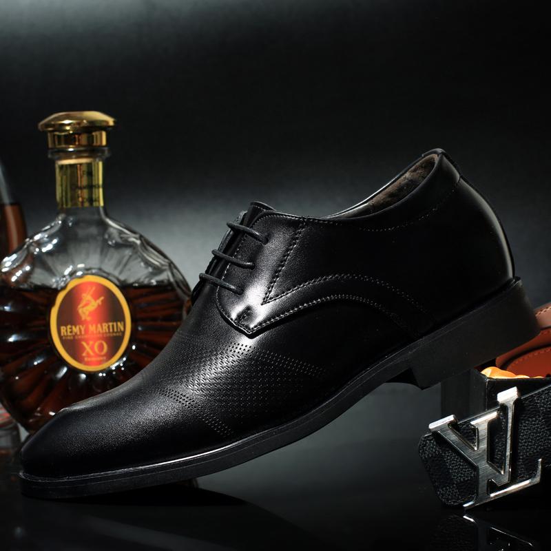 Casual Business Leather Shoes Men Elevator Formal Shoes Height Increase Insole 6CM British Office Black Leisure Oxfords