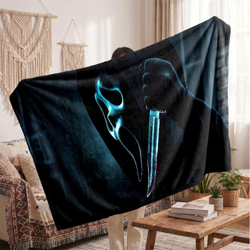 Warm Flannel BlanketScream Ghostface Soft Cozy Throw Blanket for Bedroom Couch