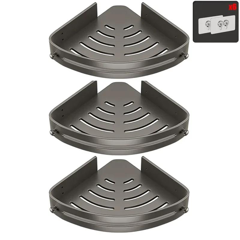 Three Layers Bathroom Nail-free Shelf Shower Corner Shelf Plastics Shampoo Shelf Shower Supply Storage Bathroom Accessories