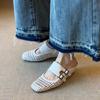 Sheepskin Version~ Thick Bottom Inner Height Increase Woven Hollow Bag Head Slippers Women Wear One Pedal French Muller Cool Slippers